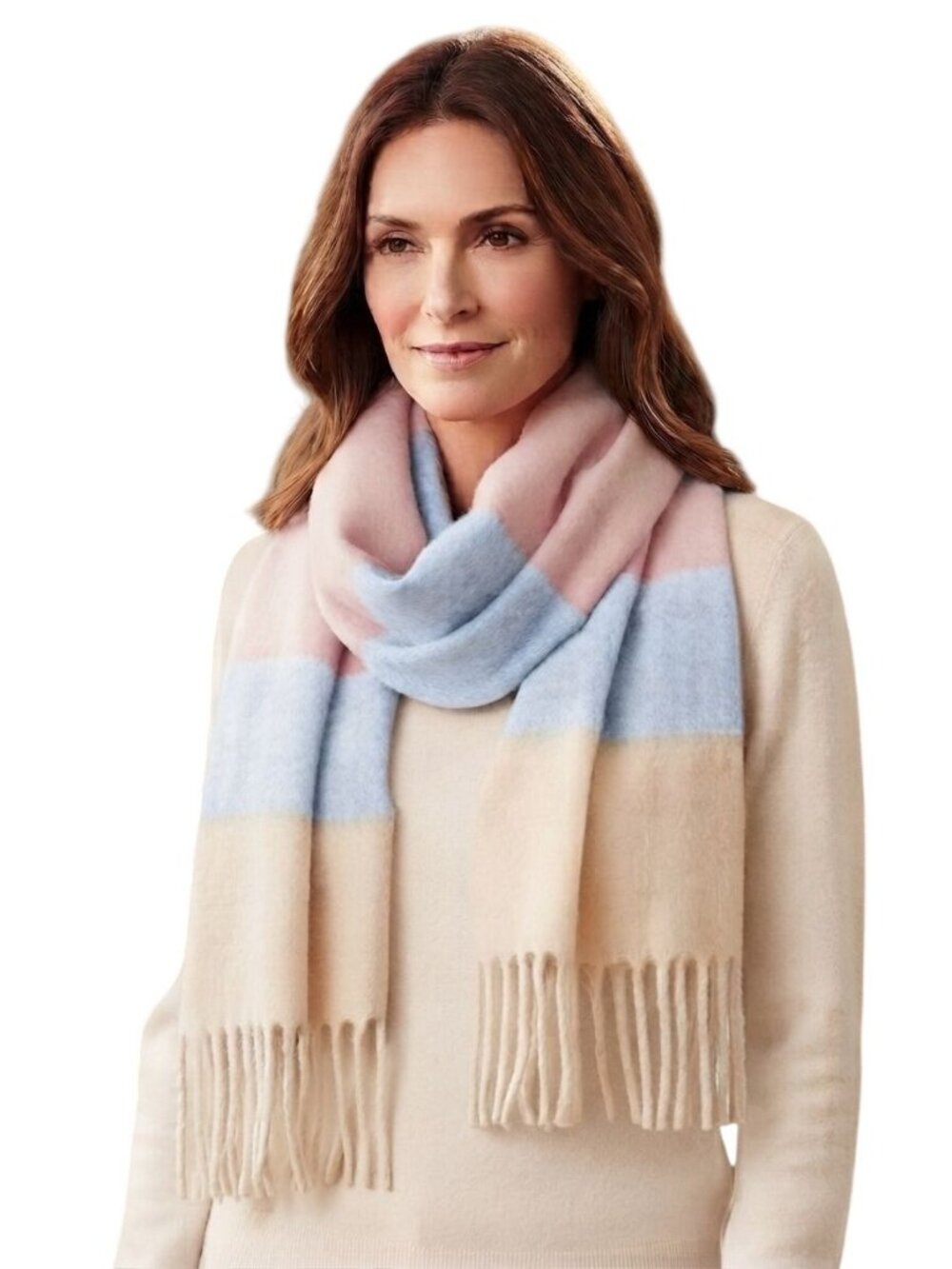 Tahari Colorblock Pastel Blanket Scarf One Size 15"x78"